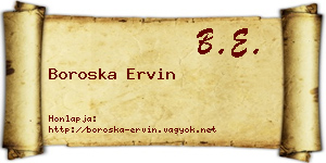 Boroska Ervin névjegykártya